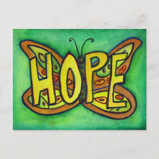 Hope Butterfly Word Art Inspirerend Briefkaart (Voorkant)