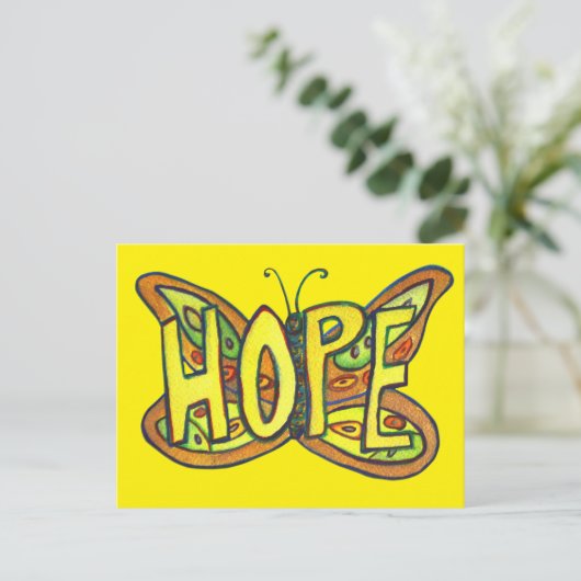 Hope Butterfly Word Art Inspirerend Briefkaarten (Staand voorkant)
