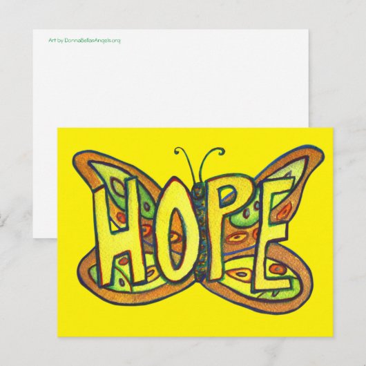 Hope Butterfly Word Art Inspirerend Briefkaarten (Voorkant / Achterkant)