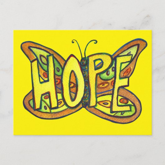 Hope Butterfly Word Art Inspirerend Briefkaarten (Voorkant)