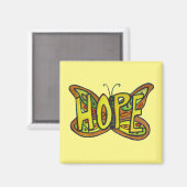 Hope Butterfly Word Art Inspirerend Magnet (Voorkant / Achterkant)