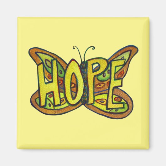 Hope Butterfly Word Art Inspirerend Magnet (Voorkant)
