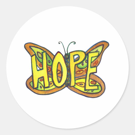 Hope Butterfly Word Art Inspirerend Stickers (Voorkant)