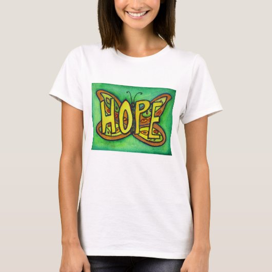 Hope Butterfly Word Art Personalized Tee Shirts (Voorkant)