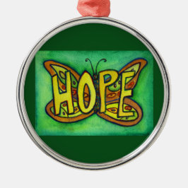 Hope Butterfly Word Gift Holiday Ornament