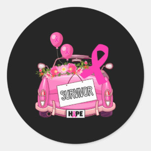 Hope Car Survivor Borstkanker Bewustzijn Roze Rib Ronde Sticker
