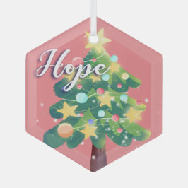 Hope Carton kerstboom roze Glas Ornament