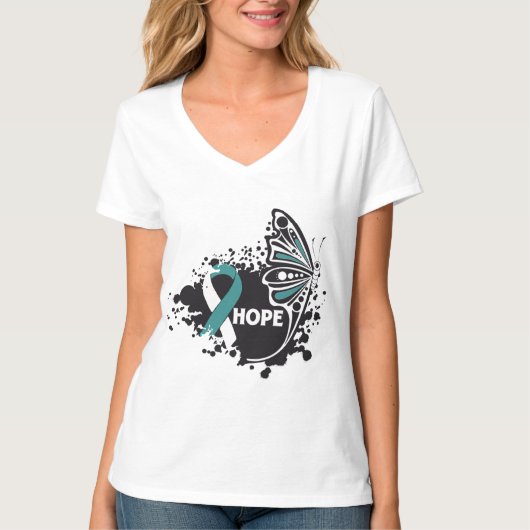 Hope Cervical Cancer Butterfly T-shirt (Voorkant)