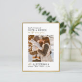 Hope & Cheer | Elegant White & Gold Holiday Foto Briefkaart (Staand voorkant)