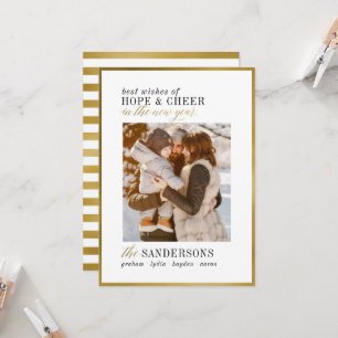 Hope & Cheer   Nieuwe jaren Elegant modern Gold Li Kaart