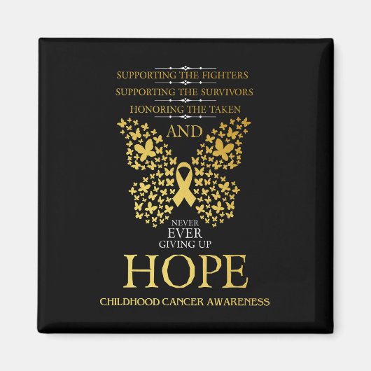 Hope Childhood Cancer Awareness Gold Ribbon Magneet (Voorkant)