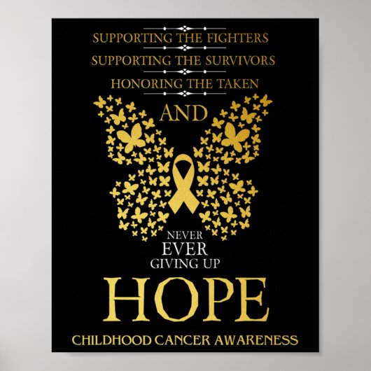Hope Childhood Cancer Awareness Gold Ribbon Poster (Voorkant)