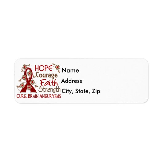 Hope Courage Faith Sterkte 3 Brain Aneurysms Etiket (Voorkant)