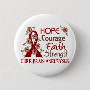 Hope Courage Faith Sterkte 3 Brain Aneurysms Ronde Button 5,7 Cm