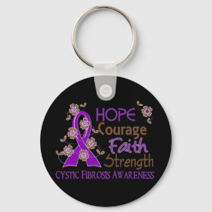 Hope Courage Faith Sterkte 3 Cystic Fibrosis Sleutelhanger