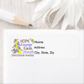 Hope Courage Faith Sterkte 3 Down Syndrome Etiket (Insitu)