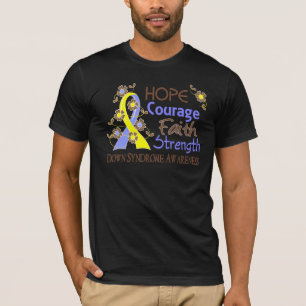 Hope Courage Faith Sterkte 3 Down Syndrome T-shirt