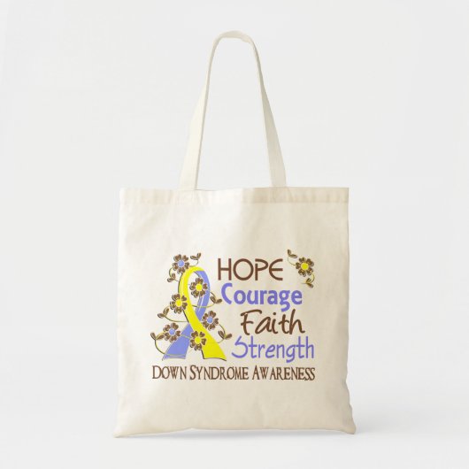 Hope Courage Faith Sterkte 3 Down Syndrome Tote Bag (Voorkant)