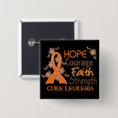 Hope Courage Faith Sterkte 3 Leukemie Vierkante Button 5,1 Cm (Voorkant /achterkant)