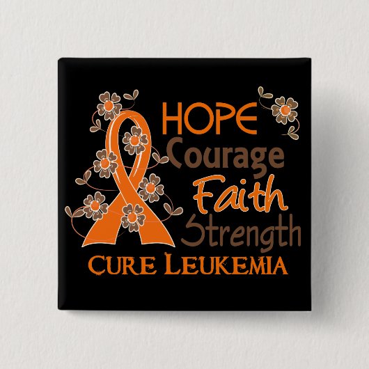 Hope Courage Faith Sterkte 3 Leukemie Vierkante Button 5,1 Cm (Voorkant)
