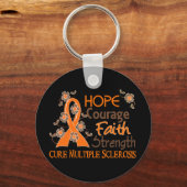 Hope Courage Faith Sterkte 3 Multiple Sclerosis Sleutelhanger (Voorkant)