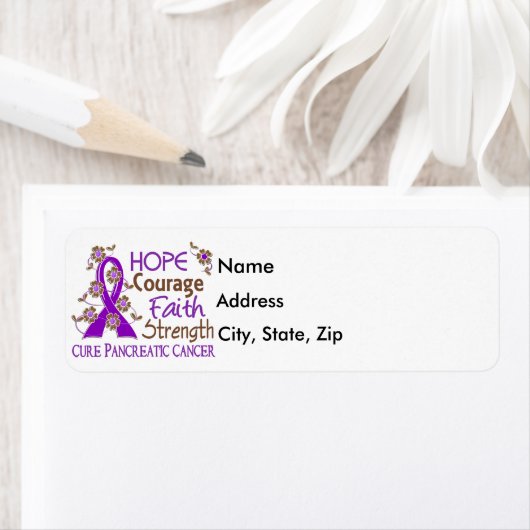Hope Courage Faith Sterkte 3 Pancreatic Cancer Etiket (Insitu)