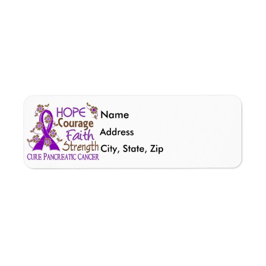 Hope Courage Faith Sterkte 3 Pancreatic Cancer Etiket (Voorkant)