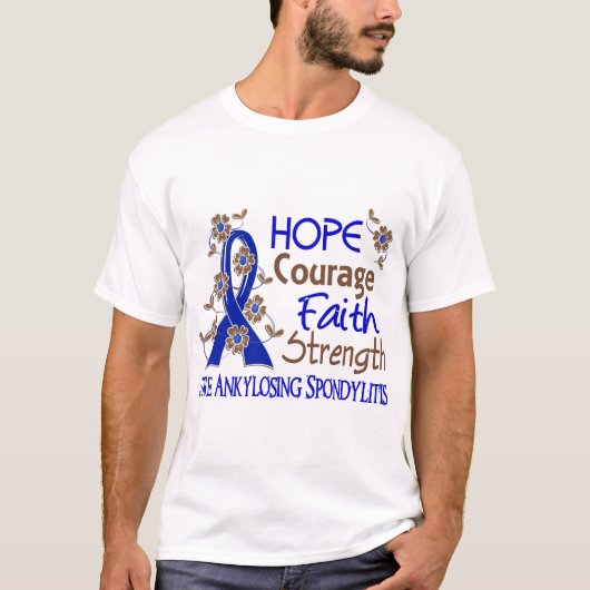 Hope Courage Faith Sterkte 3 Spondylit T-shirt (Voorkant)