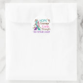 Hope Courage Faith Sterkte 3 Thyroid Cancer Ronde Sticker (Tas)