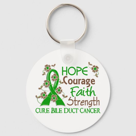 Hope Courage Faith Strength 3 Bile Duct Cancer Sleutelhanger (Voorkant)