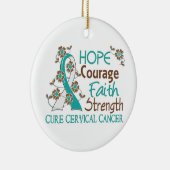 Hope Courage Faith Strength 3 Cervical Cancer Keramisch Ornament (Rechts)