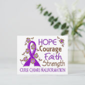 Hope Courage Faith Strength 3 Chiari Malformation Briefkaart (Staand voorkant)