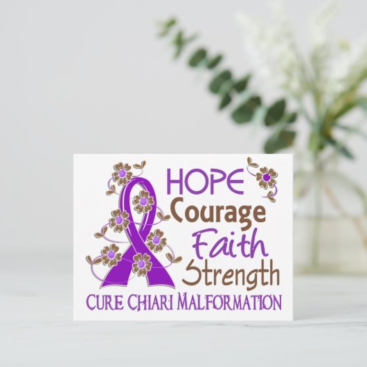 Hope Courage Faith Strength 3 Chiari Malformation Briefkaart (Staand voorkant)