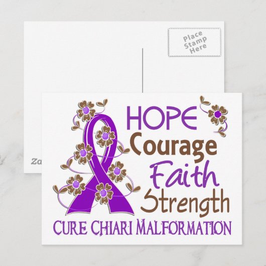 Hope Courage Faith Strength 3 Chiari Malformation Briefkaart (Voorkant / Achterkant)