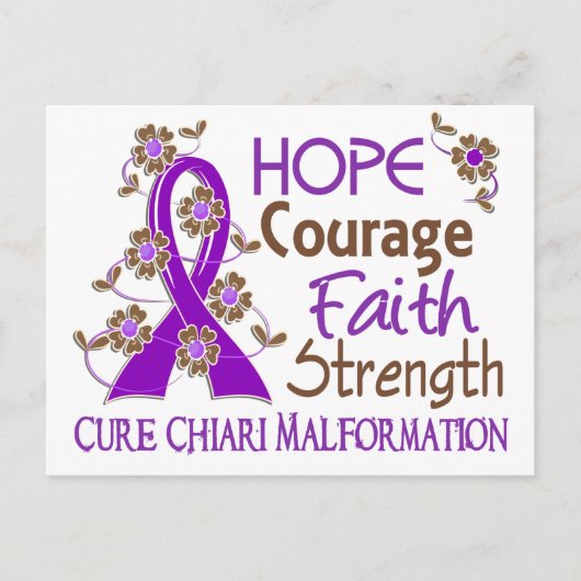 Hope Courage Faith Strength 3 Chiari Malformation Briefkaart (Voorkant)