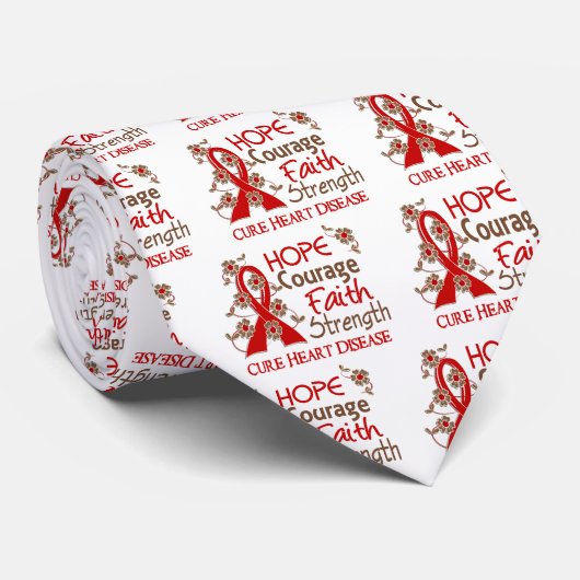 Hope Courage Faith Strength 3 Heart Disease Stropdas (Opgerold)