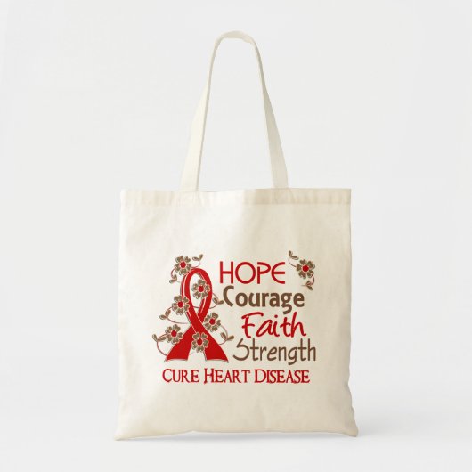 Hope Courage Faith Strength 3 Heart Disease Tote Bag (Voorkant)