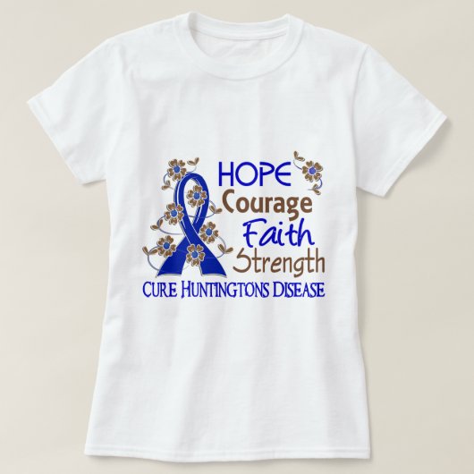 Hope Courage Faith Strength 3 Huntington's Disease T-shirt (Design voorkant)