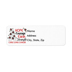 Hope Courage Faith Strength 3 Lung Cancer Etiket