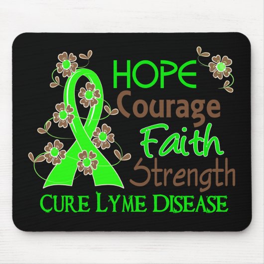 Hope Courage Faith Strength 3 Lyme Disease Muismat (Voorkant)