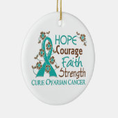Hope Courage Faith Strength 3 Ovarian Cancer Keramisch Ornament (Rechts)