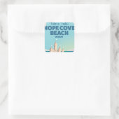 Hope Cove Beach Devon Vintage poster Vierkante Sticker (Tas)