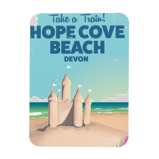 Hope Cove Beach Devon Vintage reisposter Magneet (Verticaal)