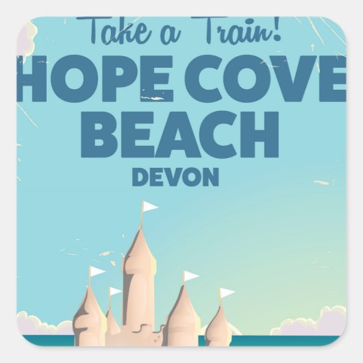 Hope Cove Beach Devon Vintage reisposter Vierkante Sticker (Voorkant)
