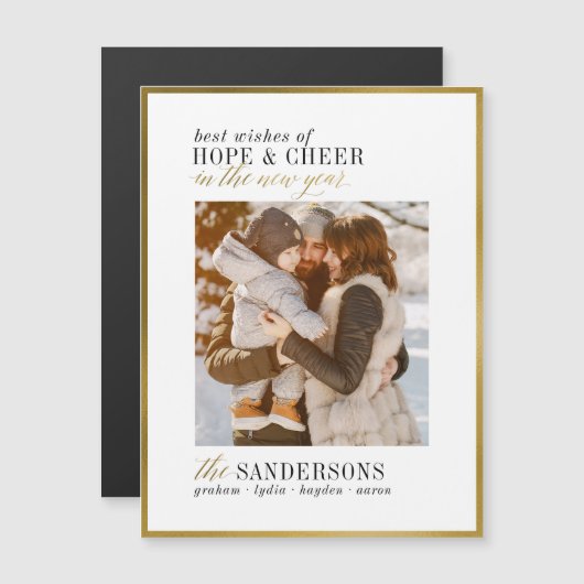 Hope & Cpure Minimalist Gold Script Nieuwjaarsfoto (Voorkant / Achterkant)
