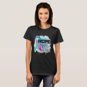 Hope Cure Pink Blauwgroen Paars Ribbon T-shirt (Voorkant volledig)