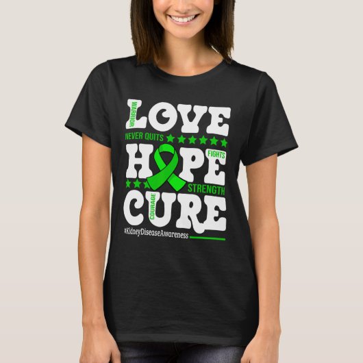 Hope Cure Warrior Nierziekte Awareness Ondersteuni T-shirt (Voorkant)