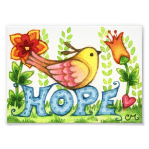 Hope - Cute Bird Print Foto Afdruk