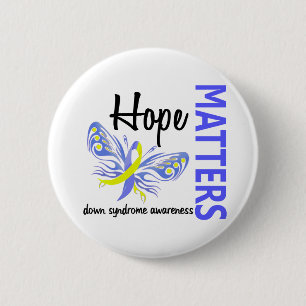 Hope doet Butterfly Down Syndrome Ronde Button 5,7 Cm