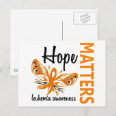 Hope doet butterfly leukemie briefkaart (Voorkant / Achterkant)